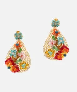 Lavish Embroidered Crochet Teardrop Earring Multi