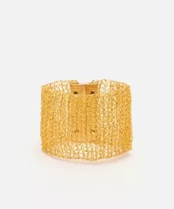 Lavish Crochet Mesh Cuff Bracelet Gold