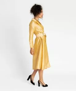 Frances Valentine Wedding Guest Lucille Wrap Dress Gold