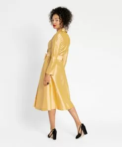 Frances Valentine Wedding Guest Lucille Wrap Dress Gold