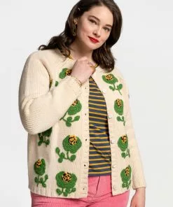 Frances Valentine Lucky Cardigan Natural Green APPAREL