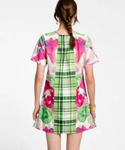 Frances Valentine APPAREL Mags Windowpane Mini Dress Trumpet Floral