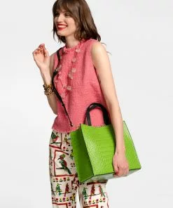 Frances Valentine Margot Tote Croc Emboss Green HANDBAGS