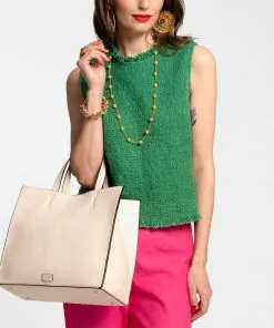 Frances Valentine Margo Tote Tumbled Leather Oyster