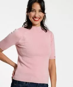 Frances Valentine Marie Merino Mock Neck Pink
