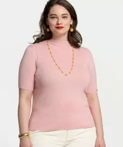Frances Valentine Marie Merino Mock Neck Pink