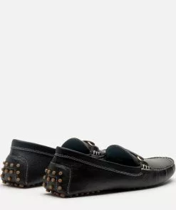 Frances Valentine SHOES Charlie Driving Moc Tumbled Leather Black