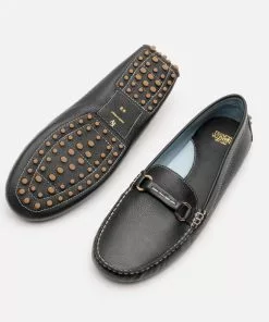 Frances Valentine SHOES Charlie Driving Moc Tumbled Leather Black