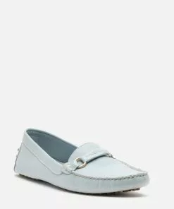 Frances Valentine Charlie Driving Moc Tumbled Leather Light Blue