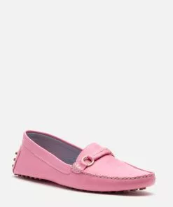 Frances Valentine Charlie Driving Moc Tumbled Leather Pink