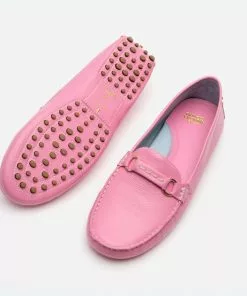 Frances Valentine Charlie Driving Moc Tumbled Leather Pink
