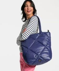 Frances Valentine North South Tote Quilted Nylon Navy