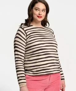 Frances Valentine Honey Crewneck Sweater Painterly Stripe APPAREL