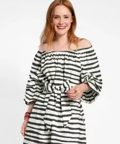 Frances Valentine Bliss Mini Painterly Stripe Black White