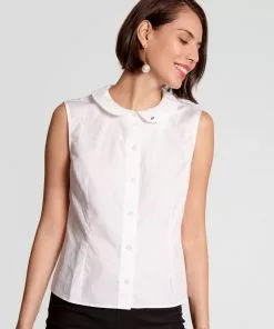 Frances Valentine Louise Collar Cotton Shell White