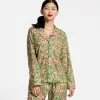 Frances Valentine Teddy Pajama Top Primrose Pink Green APPAREL