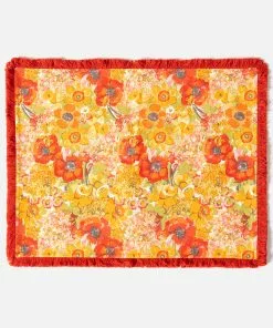 Frances Valentine Home Goods Fringe Placemat Bright Poppy