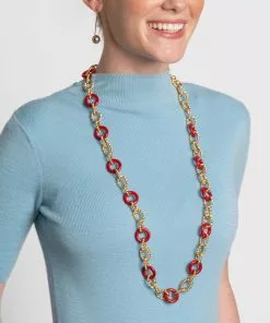 KJL Red Gold Disc Necklace JEWELRY