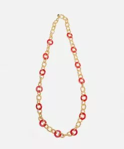KJL Red Gold Disc Necklace JEWELRY