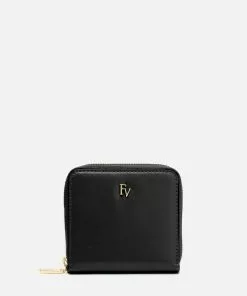 Frances Valentine Zip Around French Purse Soft Nappa Black Oyster Wallets