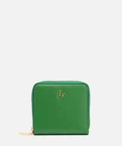 Frances Valentine Zip Around French Purse Soft Nappa Green Oyster Wallets