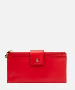 Frances Valentine Double Slim Wallet Soft Nappa Red Oyster