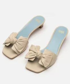 Frances Valentine Sandy Slide Heel Soft Glove Nappa Oyster