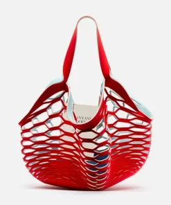 SeaStar Brands We Love Sea Star Beachwear Fisherman Tote Light Blue Red