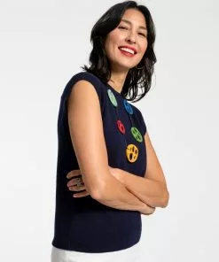 Frances Valentine Janis Shell Navy APPAREL