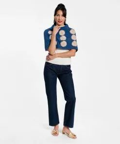 Frances Valentine Embroidered Flower Wool Shrug French Blue APPAREL 7 Frances Valentine Embroidered Flower Wool Shrug French Blue APPAREL