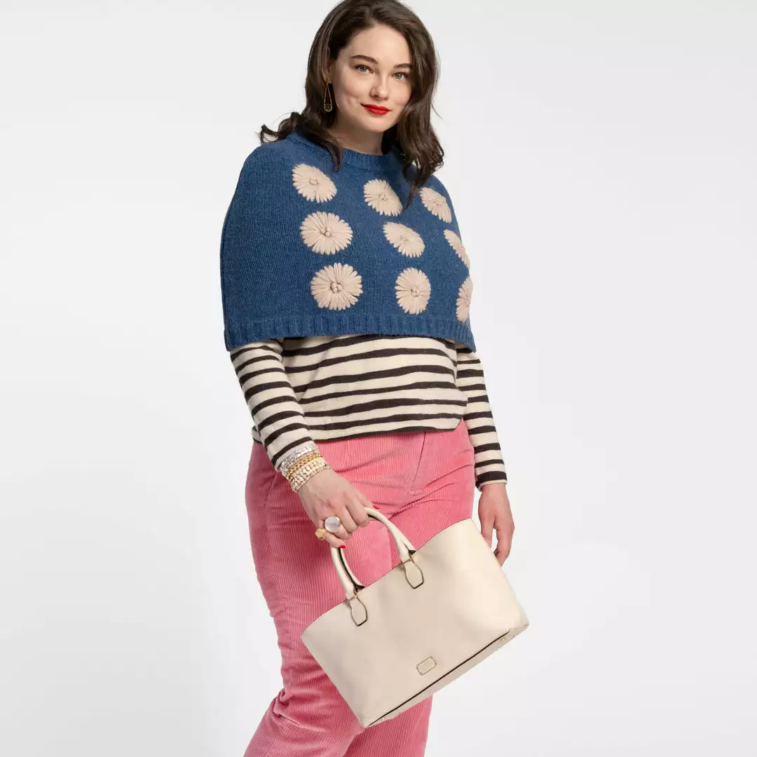 Frances Valentine Embroidered Flower Wool Shrug French Blue APPAREL 6 Frances Valentine Embroidered Flower Wool Shrug French Blue APPAREL