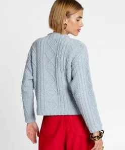 Frances Valentine APPAREL Wool Fisherman Skipper Pullover Sky