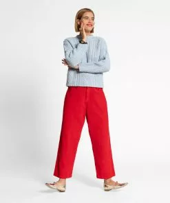 Frances Valentine APPAREL Wool Fisherman Skipper Pullover Sky