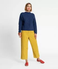 Frances Valentine Top Rated Wool Fisherman Skipper Pullover Navy