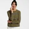 Frances Valentine FV Essentials Long Sleeve Striped Shirt Navy Mustard