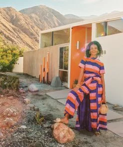 Frances Valentine Jumpsuit With Skirt Sherbet Stripe