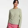 Frances Valentine Long Sleeve Striped Shirt Oyster Green