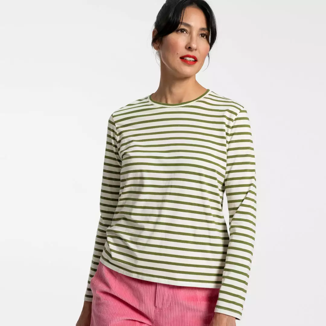 Frances Valentine Long Sleeve Striped Shirt Oyster Green 3 Frances Valentine Long Sleeve Striped Shirt Oyster Green