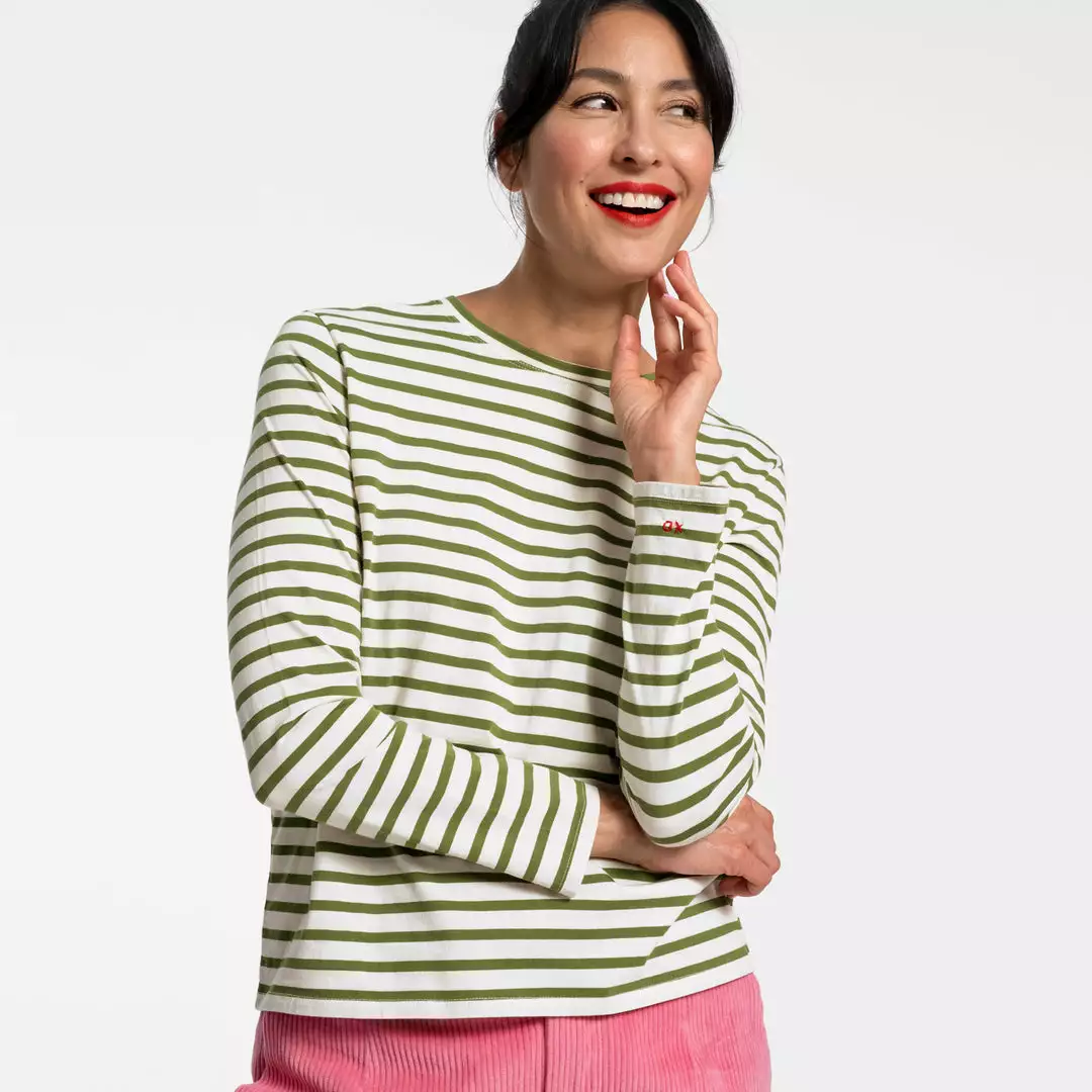 Frances Valentine Long Sleeve Striped Shirt Oyster Green 5 Frances Valentine Long Sleeve Striped Shirt Oyster Green