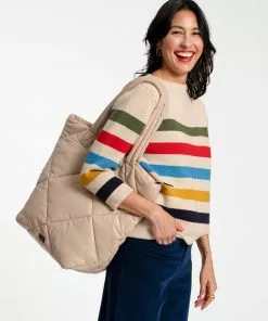 Frances Valentine North South Tote Quilted Nylon Camel