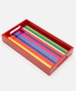 Frances Valentine Lacquer Tray Candy Stripe Home Goods
