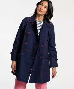 Frances Valentine Trench Coat Navy Coats & Jackets