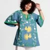 Frances Valentine Peacock Tunic Light Blue Green Yellow