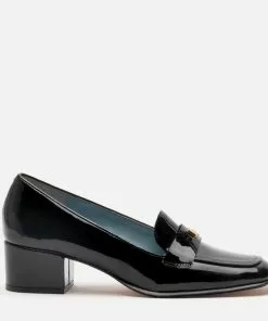 Frances Valentine SHOES Twiggy Loafer Heel Soft Patent Black