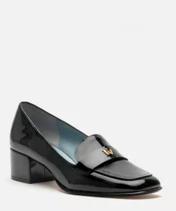 Frances Valentine SHOES Twiggy Loafer Heel Soft Patent Black