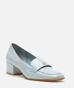 Frances Valentine Twiggy Loafer Heel Soft Patent Light Blue
