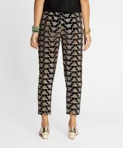 Frances Valentine Petrie Pant Embroidered Velvet Metallic Black APPAREL
