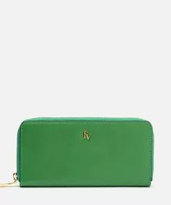 Frances Valentine Zip Around Continental Wallet Soft Nappa Green Oyster Accessories