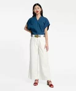 Frances Valentine V Neck Top Navy